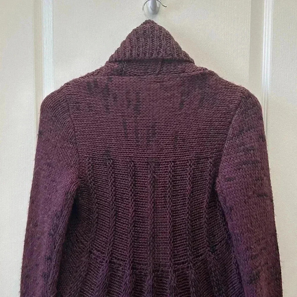 Ricki’s Circle Cardigan Open Front Draped Collar Sweater Burgundy Black Small - Picture 7 of 12